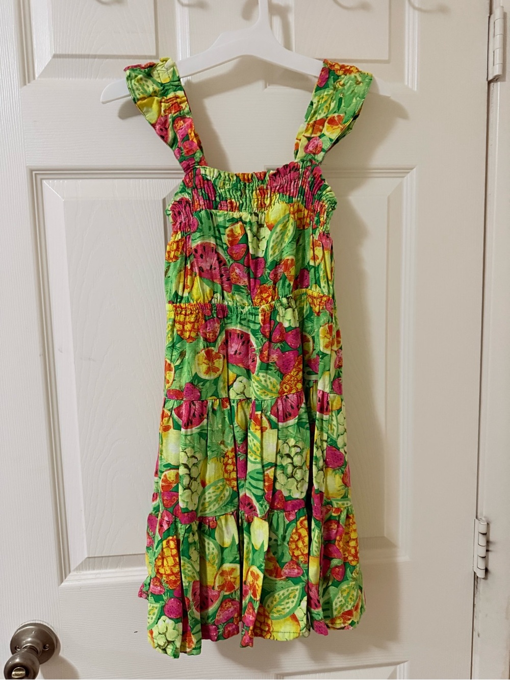 btween Green Tropical Fruit Print Sundress with Pink & Yellow Accents